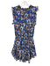 Misa Size XS Blue & Multi Polyester Keyhole Front smocked Floral Print Dress Blue & Multi / XS
