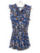 Misa Size XS Blue & Multi Polyester Keyhole Front smocked Floral Print Dress Blue & Multi / XS