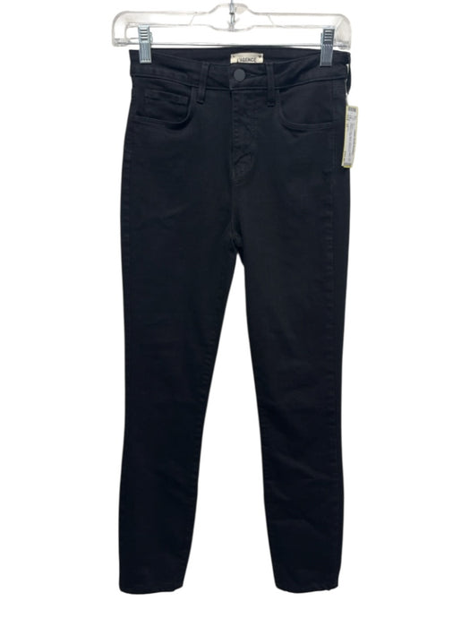 L'agence Size 25 Black Cotton Blend Skinny Straight Zip & Button High Rise Jeans Black / 25