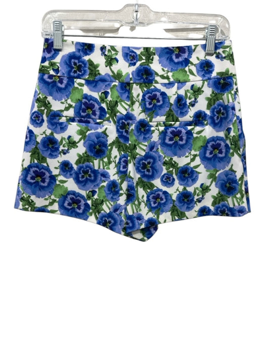 Alice + Olivia Size 4 Blue, Green & White Poly Blend Zip & Hook Closure Shorts Blue, Green & White / 4