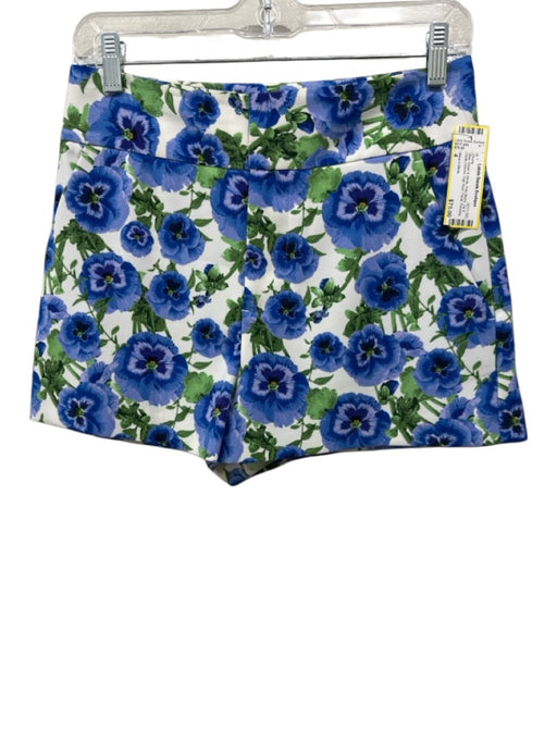 Alice + Olivia Size 4 Blue, Green & White Poly Blend Zip & Hook Closure Shorts Blue, Green & White / 4