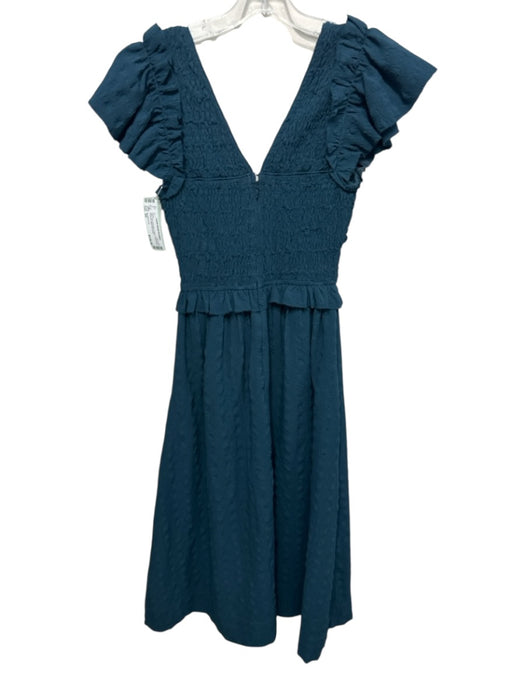 Sea New York Size XS Dark Teal Polyester V Neck Sleeveless Smocked Maxi Dress Dark Teal / XS