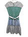 Love Binetti Size XS Green & Multi Cotton Gingham Sleeveless Mixed Fabric Dress Green & Multi / XS