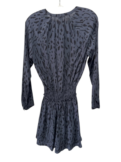 Rails Size XS Black Rayon Blend V Neck Button Front Printed Mini Dress Black / XS