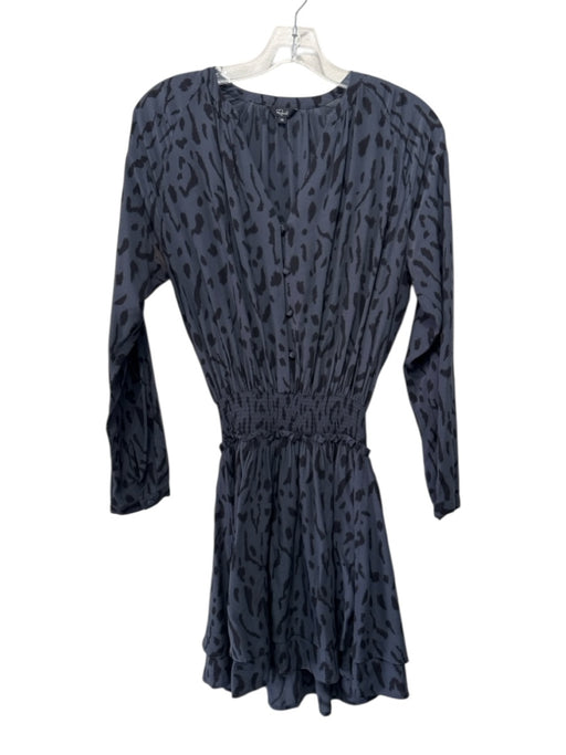 Rails Size XS Black Rayon Blend V Neck Button Front Printed Mini Dress Black / XS