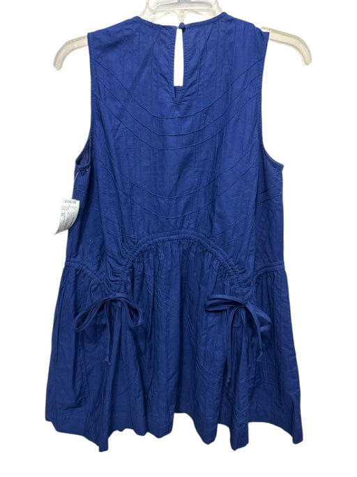 Sea New York Size XS Navy Cotton Keyhole Back Sleeveless Mini Textured Dress Navy / XS