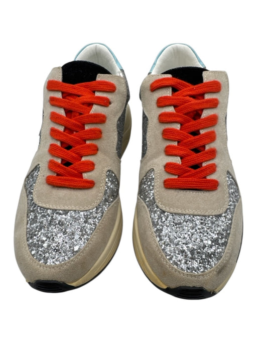 White Raven Shoe Size 7 Silver & Multi Synthetic Lace Up Platform Glitter Shoes Silver & Multi / 7