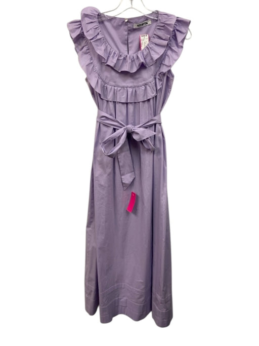 Vivetta Size Est M Purple No Fabric Tag Tie Belt Sleeveless Keyhole Back Dress Purple / Est M