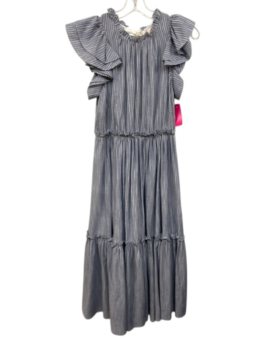 Cinq a Sept Size 2 Blue & White Cotton Sleeveless Striped Tie Back Maxi Dress Blue & White / 2