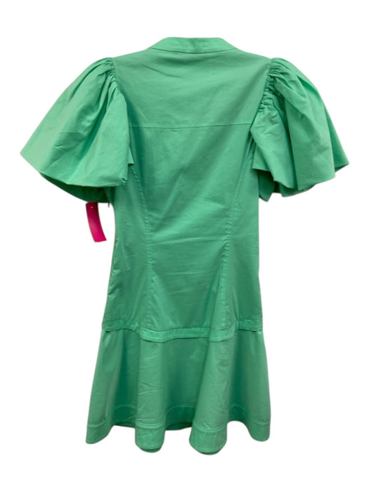 Jonathan Simkhai Size XS Green Cotton Blend V Neck Button Front Mini Dress — Labels Resale Boutique