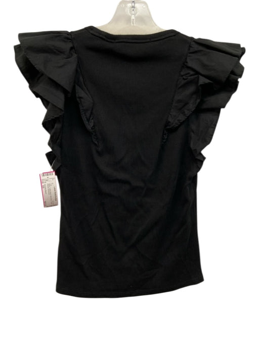 Veronica Beard Size XS Black Cotton Blend Sleeveless V Neck Ribbed Top Black / XS
