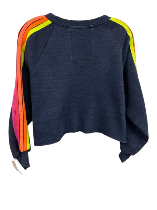Aviator Nation Size S Navy Cotton Blend Heathered Striped Athletic Sweatshirt Navy / S