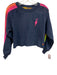 Aviator Nation Size S Navy Cotton Blend Heathered Striped Athletic Sweatshirt Navy / S