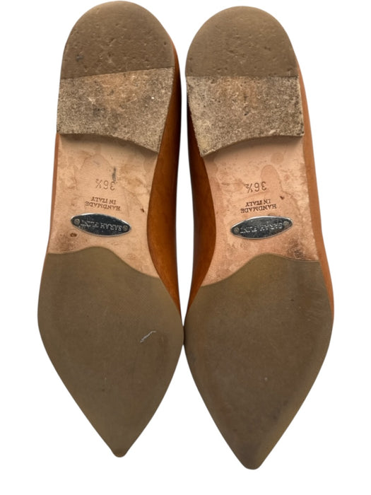 Sarah Flint Shoe Size 36.5 Brown Leather Bow Pointed Toe Flats Brown / 36.5