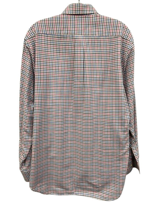 Peter Millar Size M White & Multi Cotton Grid Button Up Men's Long Sleeve Shirt White & Multi / M