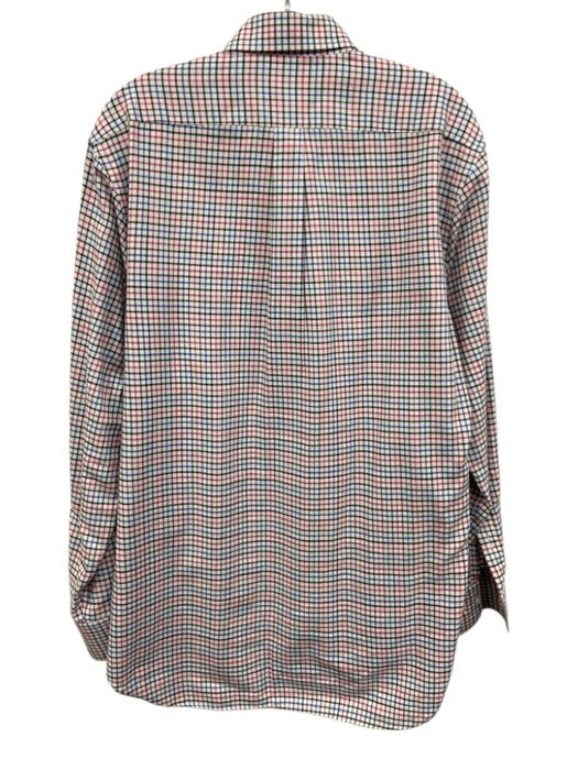 Peter Millar Size M White & Multi Cotton Grid Button Up Men's Long Sleeve Shirt White & Multi / M