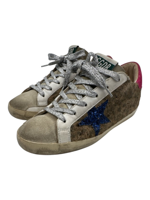 Golden Goose Shoe Size 37 Beige, Brown & Blue Leather Upper Suede Sneakers Beige, Brown & Blue / 37