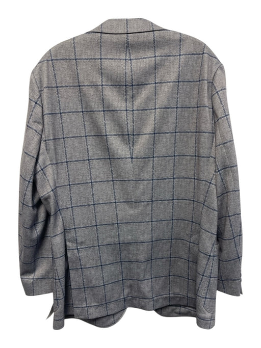 Johnnie O Gray & Blue Polyester Plaid 2 Button Men's Blazer Gray & Blue / 44r