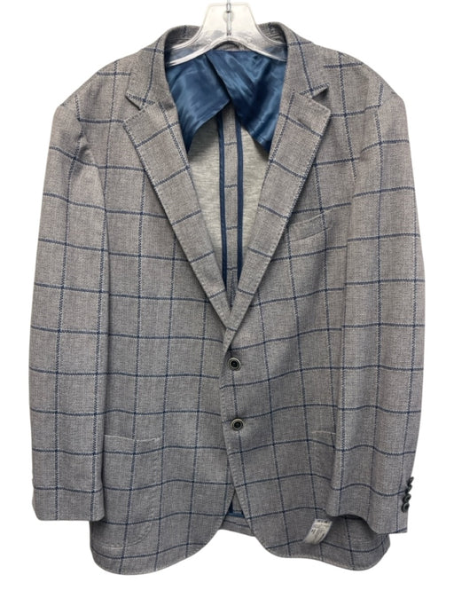 Johnnie O Gray & Blue Polyester Plaid 2 Button Men's Blazer Gray & Blue / 44r