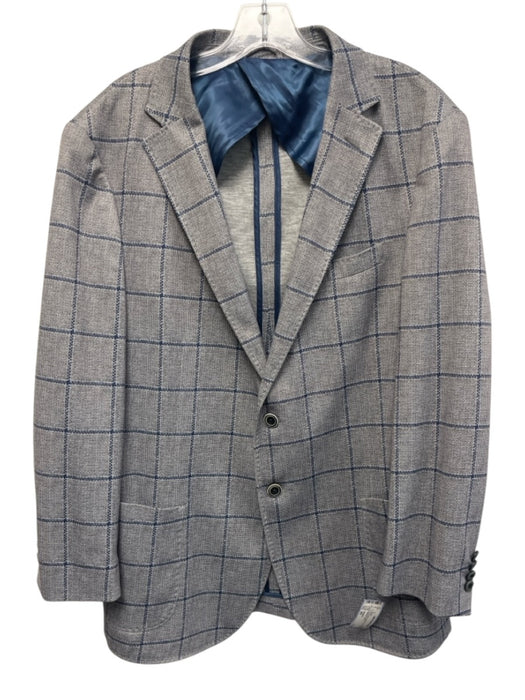 Johnnie O Gray & Blue Polyester Plaid 2 Button Men's Blazer Gray & Blue / 44r