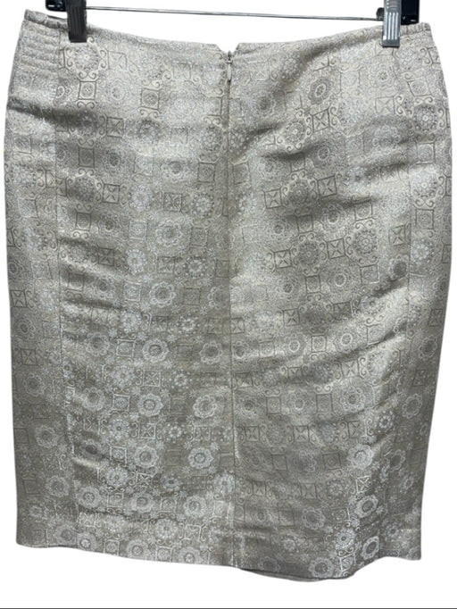 Chloe Size M / 42 Cream & Silver Polyester, Cotton, Silk Jacquard Print Skirt Cream & Silver / M / 42