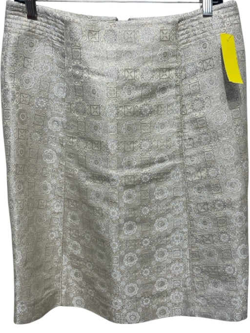 Chloe Size M / 42 Cream & Silver Polyester, Cotton, Silk Jacquard Print Skirt Cream & Silver / M / 42