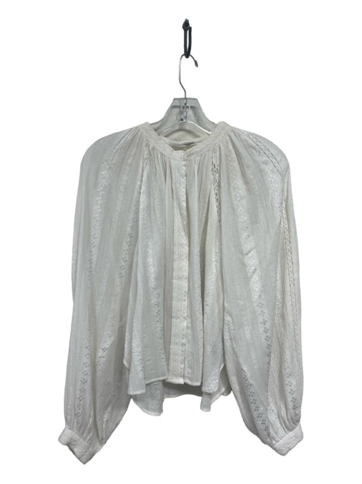 Isabel Etoile Marant Size 36 Cream White Cotton Blend Long Sleeve Lace Top Cream White / 36