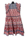 Ash & Eden Size XS Red, White & Blue Cotton Metallic Thread Knee Length Dress Red, White & Blue / XS