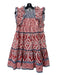 Ash & Eden Size XS Red, White & Blue Cotton Metallic Thread Knee Length Dress Red, White & Blue / XS