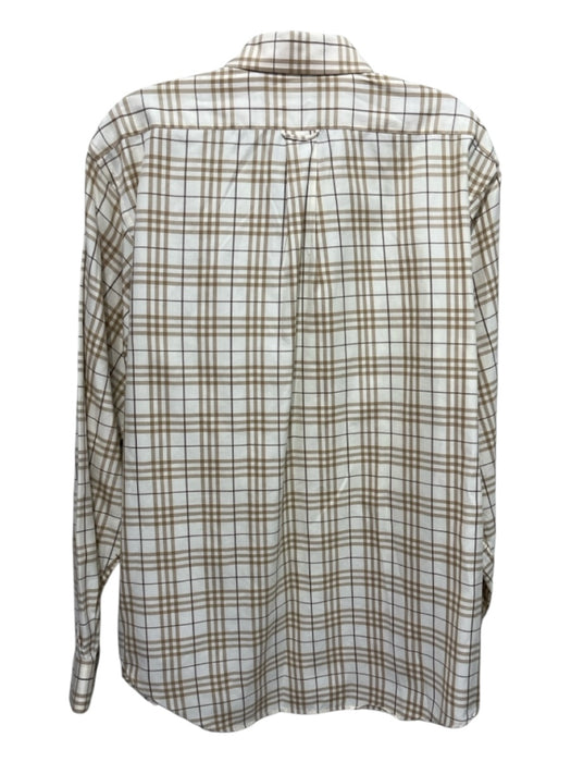 Burberry Size L Beige & Tan Print Cotton Plaid Button Down Long Sleeve Shirt L