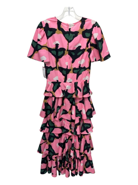 Rhode Size 2 Pink, Black, Multi Polyester Ruffle Cap Sleeve Abstract Maxi Dress Pink, Black, Multi / 2