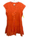 Marea Size XS Neon Orange Cotton Cap Sleeve Pintuck Button Front Tiered Dress Neon Orange / XS