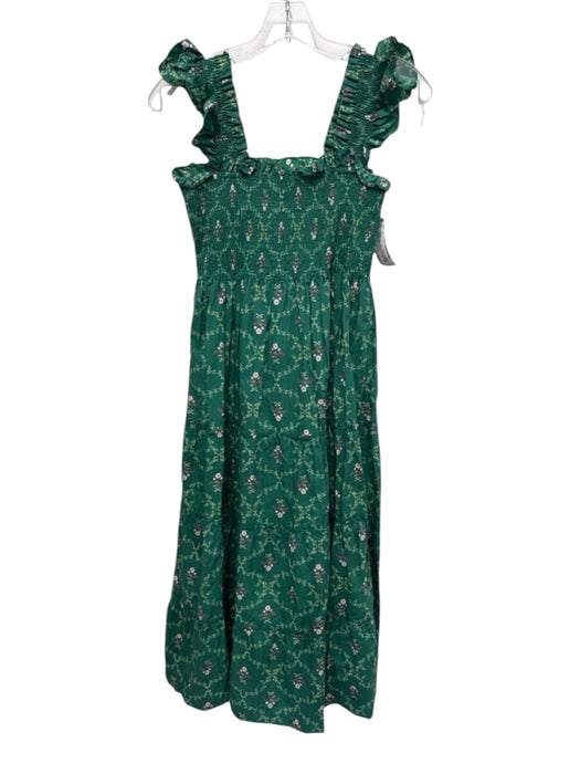 Hill House Size XS Green, Pink, Yellow Cotton Ruffle Cap Sleeve Floral Dress Green, Pink, Yellow / XS