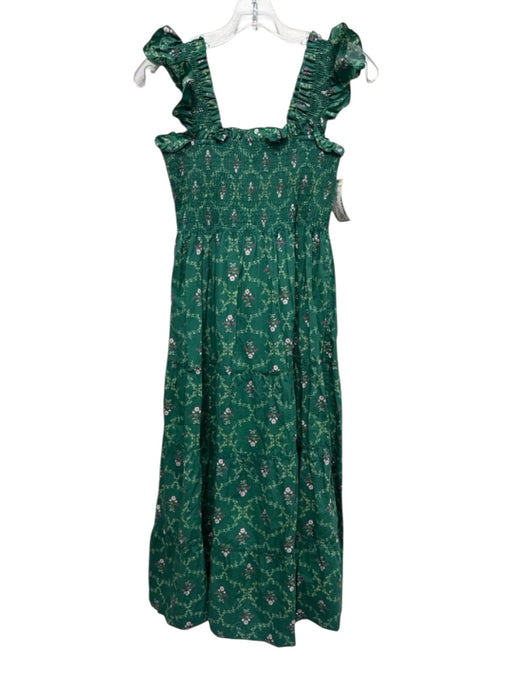 Hill House Size XS Green, Pink, Yellow Cotton Ruffle Cap Sleeve Floral Dress Green, Pink, Yellow / XS