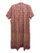 Matta Size XS Purple, Pink, Brown Cotton Short Sleeve Floral Surplice Midi Dress Purple, Pink, Brown / XS
