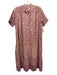 Matta Size XS Purple, Pink, Brown Cotton Short Sleeve Floral Surplice Midi Dress Purple, Pink, Brown / XS