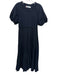 FP Beach Size XS Black Cotton Short Puff Sleeve Paneled Maxi Dress Black / XS