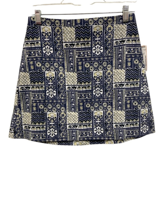 Julia Amory Size XS Blue, Yellow, Black Cotton Back Zip Mixed Print Mini Skirt Blue, Yellow, Black / XS