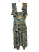 Ulla Johnson Size 2 turquoise, beige, multi Silk Ruffle Abstract Floral Dress turquoise, beige, multi / 2