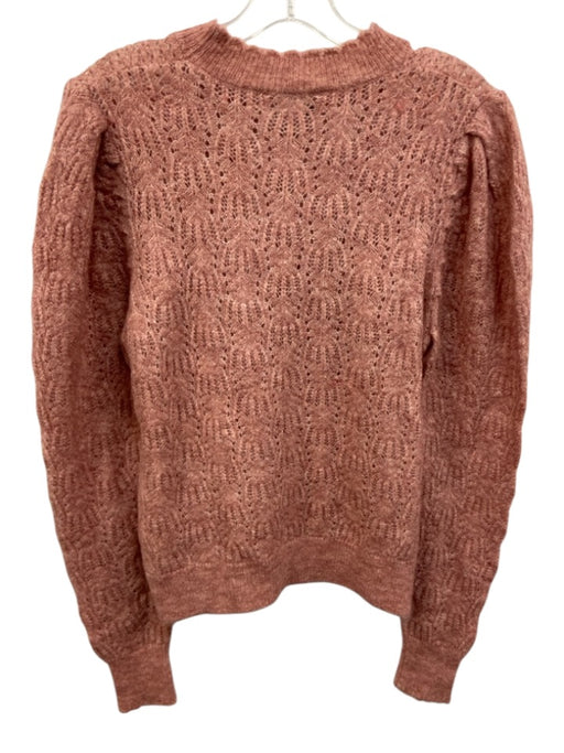 Berenice Size S Rose Pink Mohair Blend Open Knit Puff Shoulder Sweater Rose Pink / S