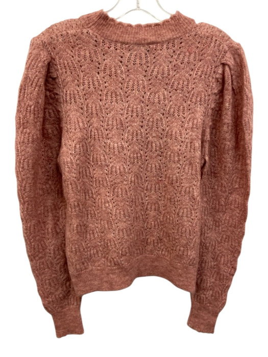 Berenice Size S Rose Pink Mohair Blend Open Knit Puff Shoulder Sweater Rose Pink / S