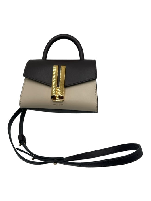 DeMellier Brown & Beige Leather Handbag Colorblock Gold Hardware Bag Brown & Beige / S