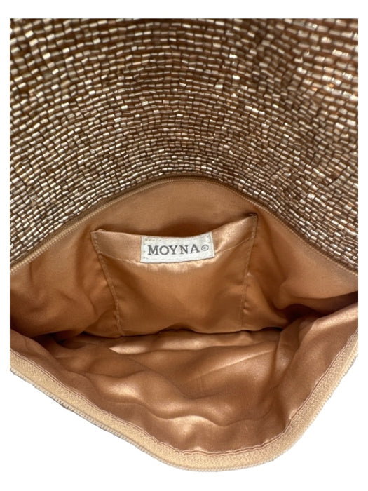 Moyna Beige Beaded Flap Zipper Folded Bag Beige / XS