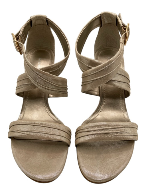 Gianni Bini Shoe Size 8 Gold Leather Metallic Detail Ankle Strap Sandals Gold / 8