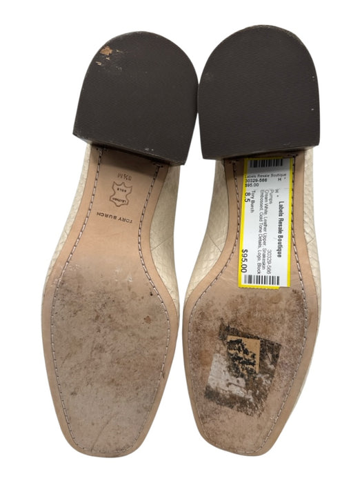 Tory Burch Shoe Size 8.5 Cream White Leather Upper Snakeskin Embossed Logo Pumps Cream White / 8.5