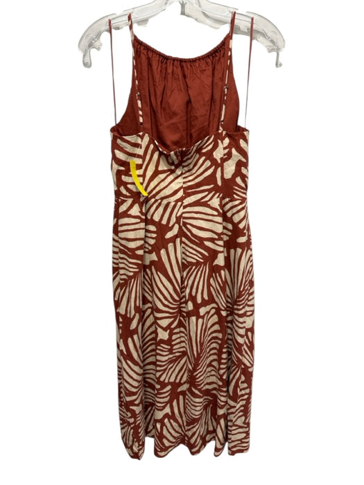 Banana Republic Factory Size 6 Cream & Brown Linen Blend Botanical Print Dress Cream & Brown / 6