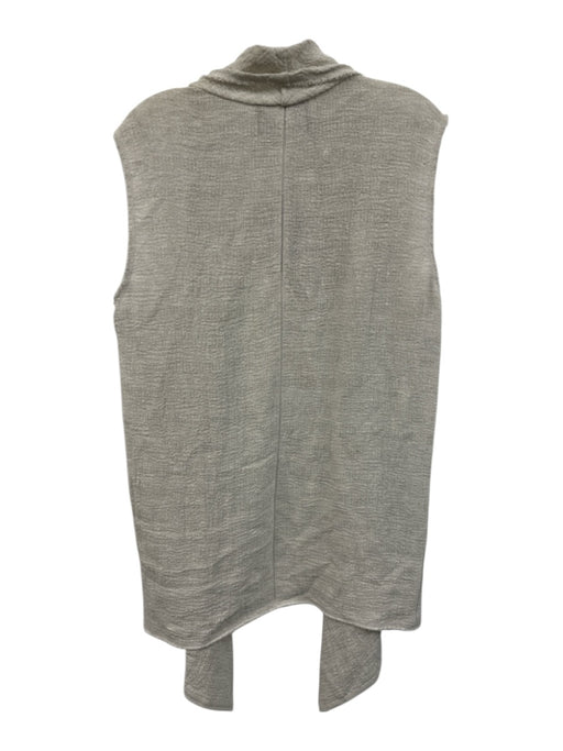 Lafayette 148 Size Medium Light Gray Linen Sleeveless Fringe Edging Cardigan Light Gray / Medium