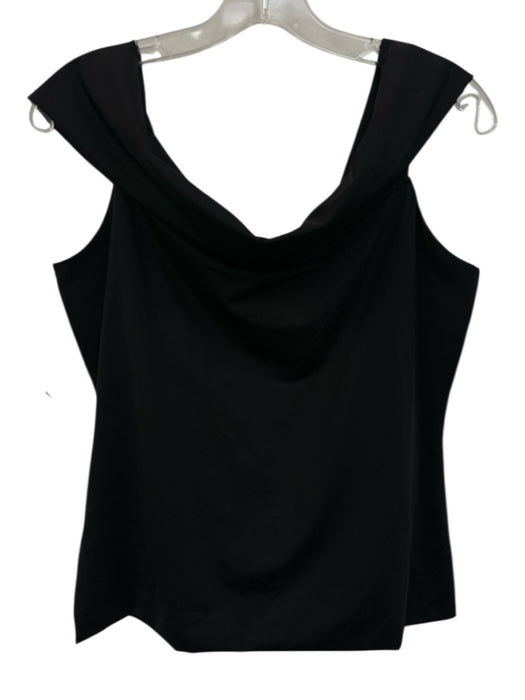 Theory Size Large Black Polyamide Blend Off Shoulder Fold Over Top Black / Large