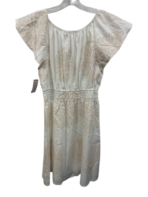Marie Oliver Size Medium Blush Pink & White Cotton Short Puff Sleeve Dress Blush Pink & White / Medium