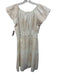 Marie Oliver Size Medium Blush Pink & White Cotton Short Puff Sleeve Dress Blush Pink & White / Medium